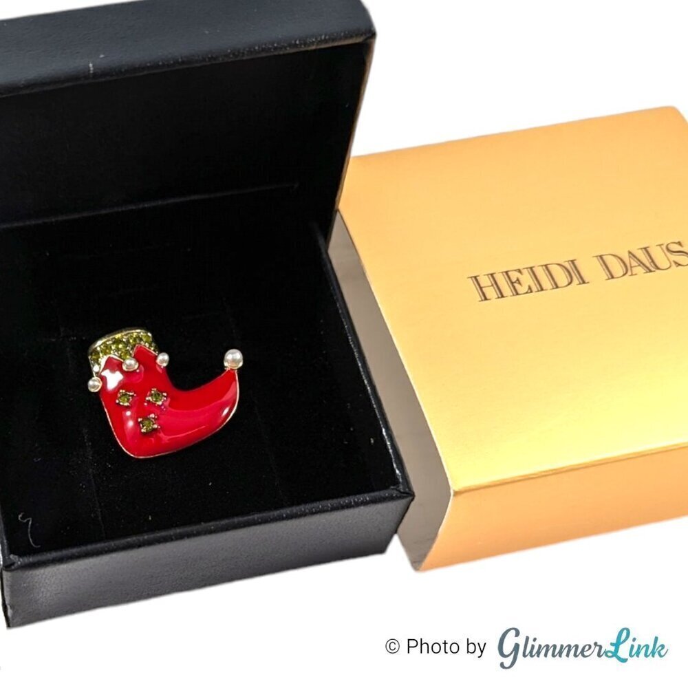 Heidi Daus Christmas Holiday Stocking Enamel Crystal Unisex Tie Tack Pin